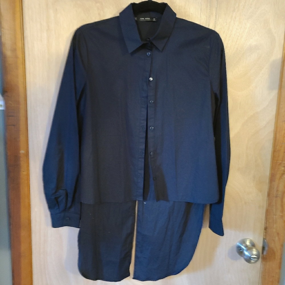 Zara tuxedo tail black button down